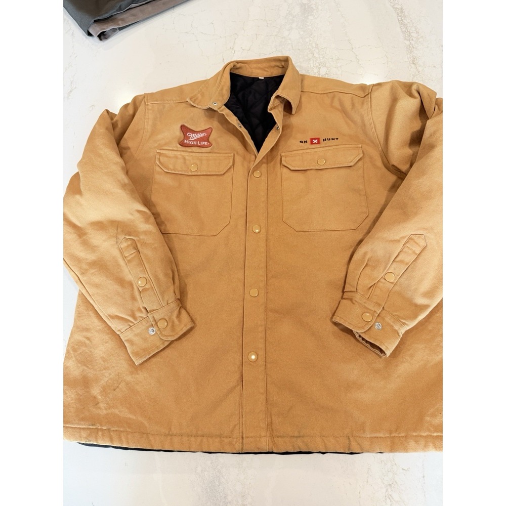 Miller High Life OnX Hunt Canvas Work Jacket Men's Large Tan Quilted Lined